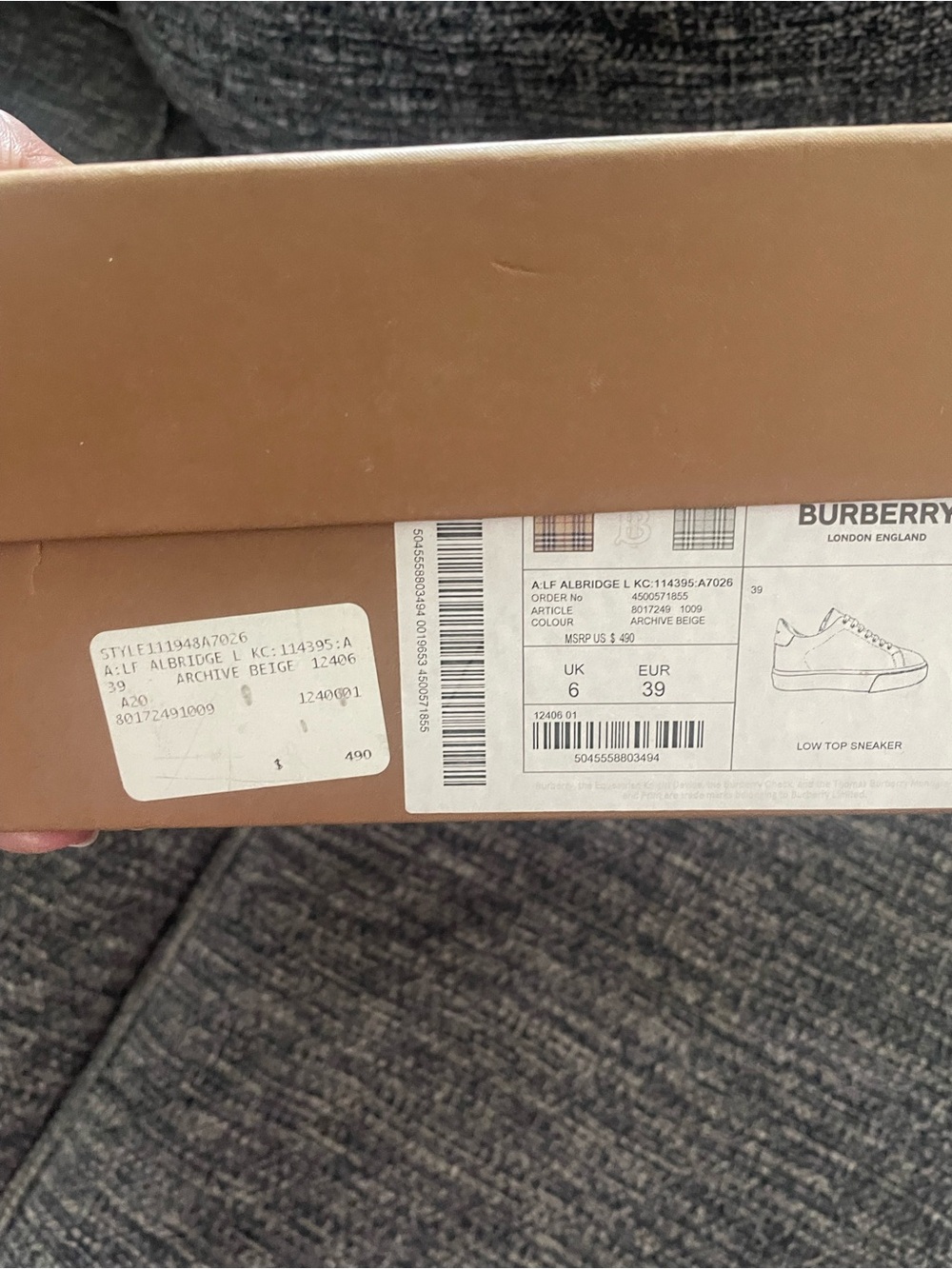 Burberry Archive Beige Sneaker Box Label - Low Top - Picture 1 of 8